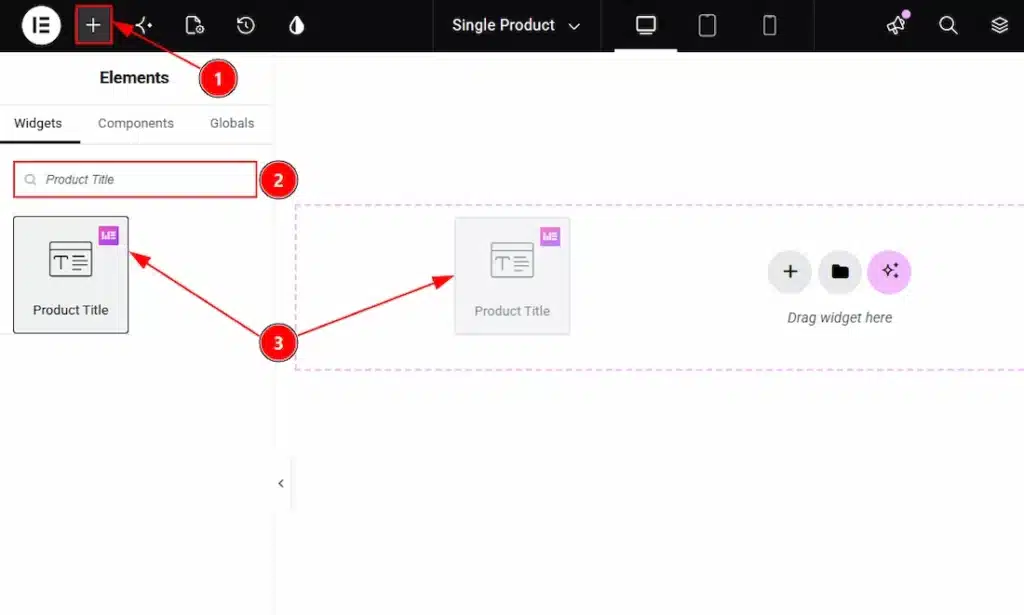 How to use the Product Title widget by Wow Elements Pro - Inserting the Product Title widget