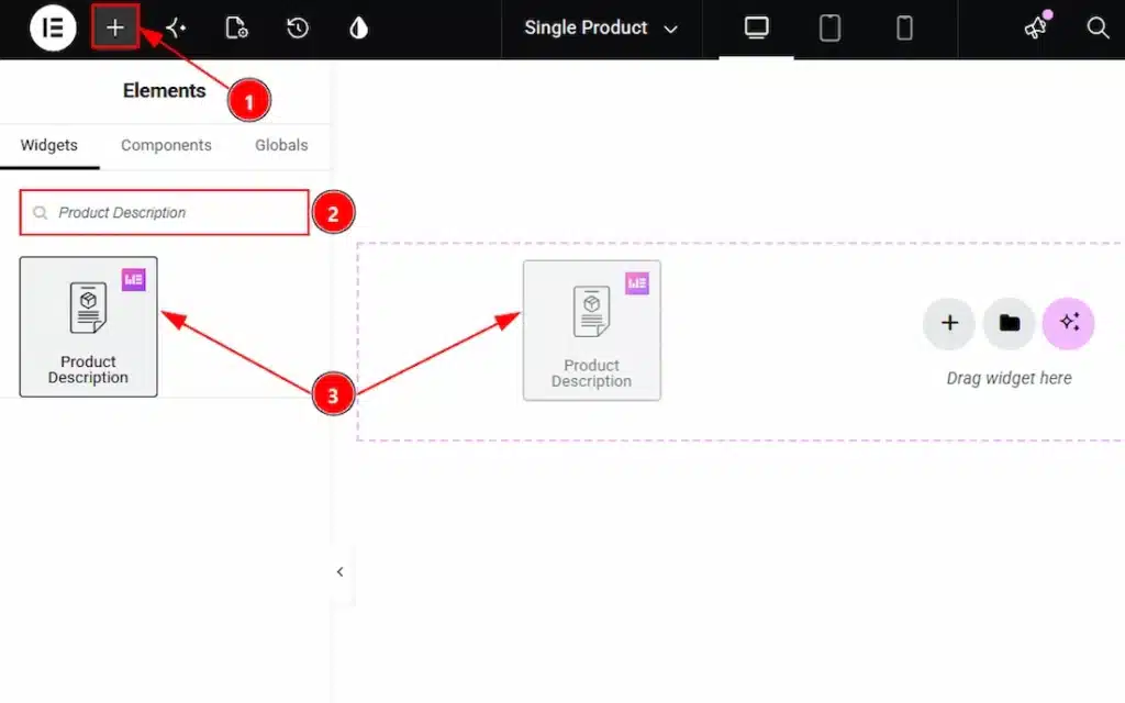 How to use the Product Description widget by Wow Elements Pro -Inserting the Product Description widget