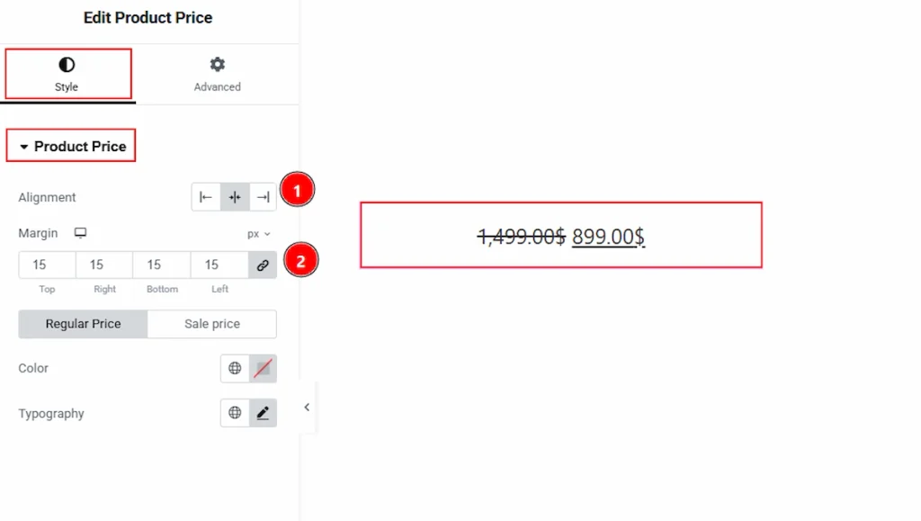 Style Tab Overview - Product Price Section