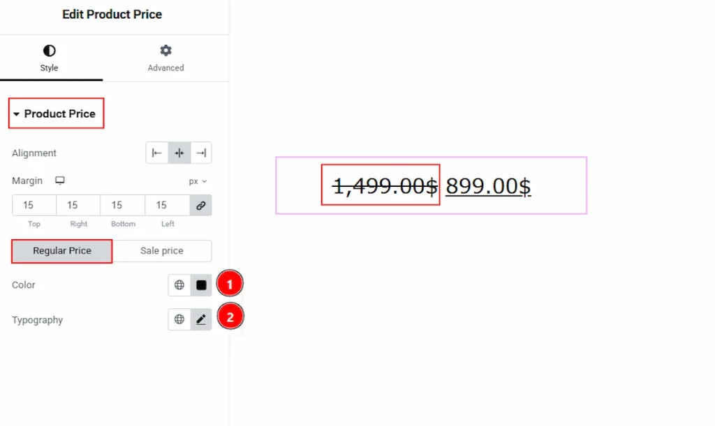 Style Tab Overview - Product Price Section - Regular Price