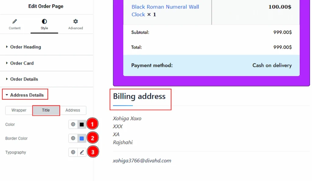 Address Details Section - title