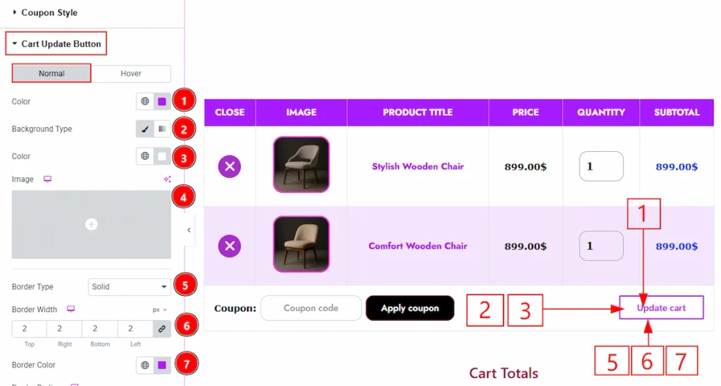 Cart Update Button Section - Normal