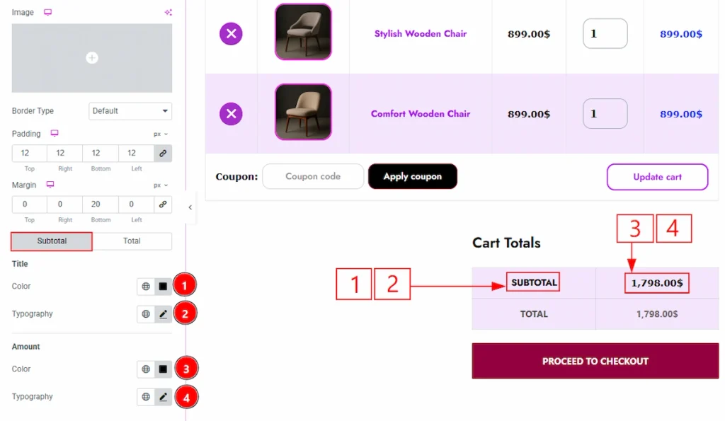 Cart Collaterals Section - Subtotal