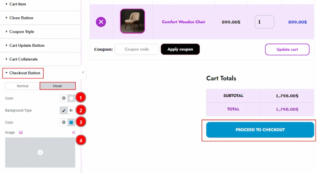 Checkout Button Section - hover