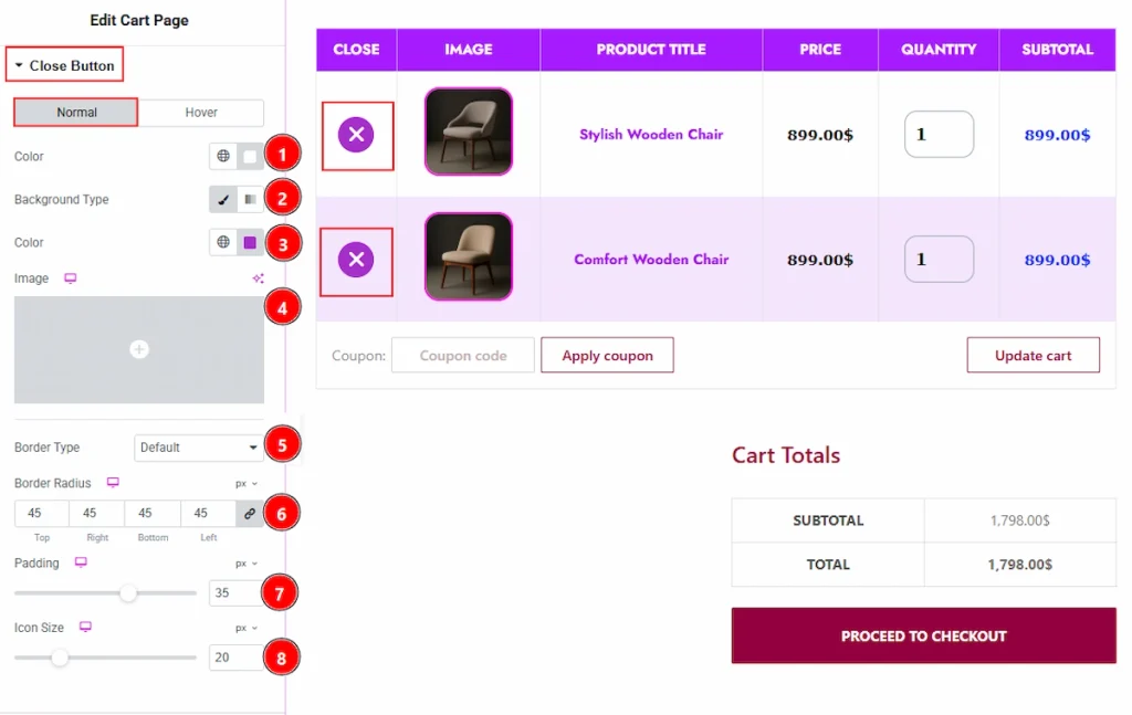 Close Button Section normal