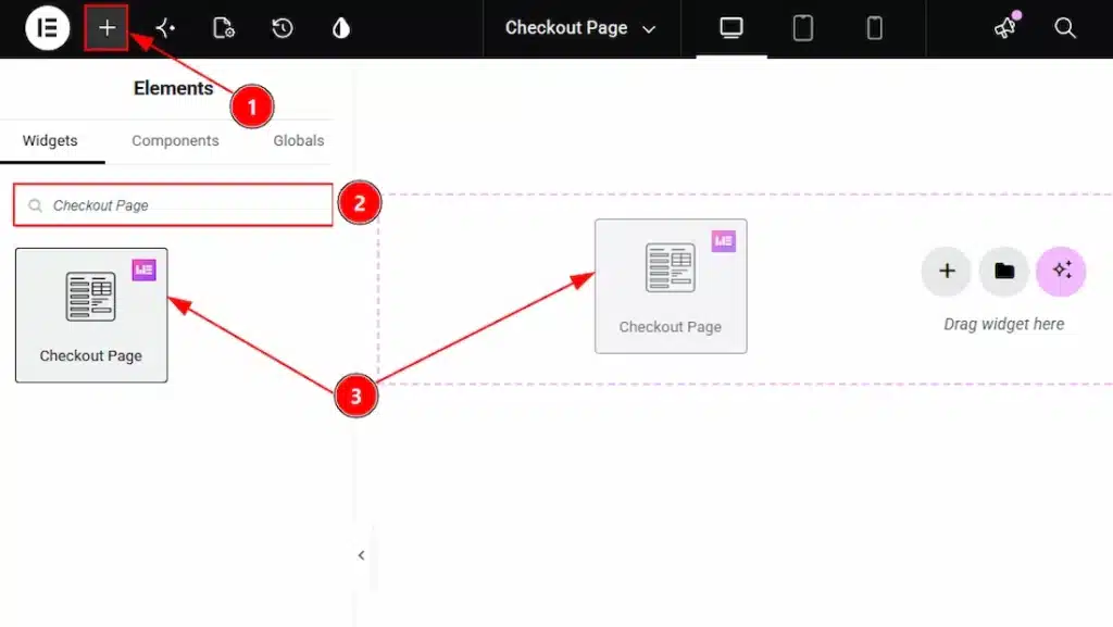 Inserting the Checkout Page widget