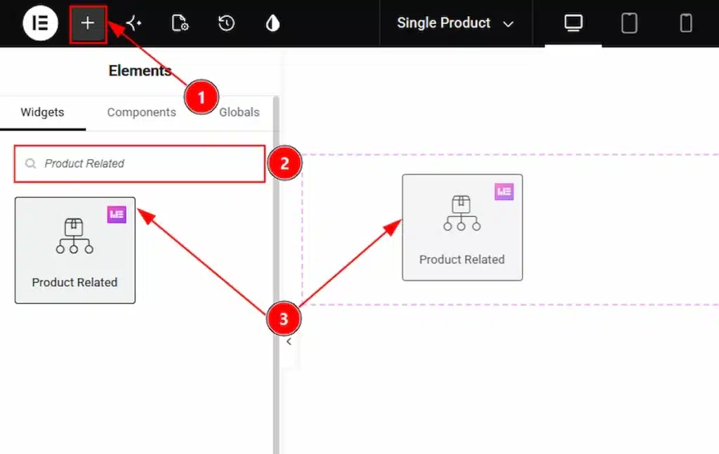 Inserting the Product Related widget