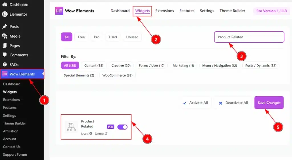 Enable the Product Related Widget
