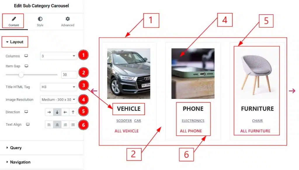Content Tab Overview - Layout Section
