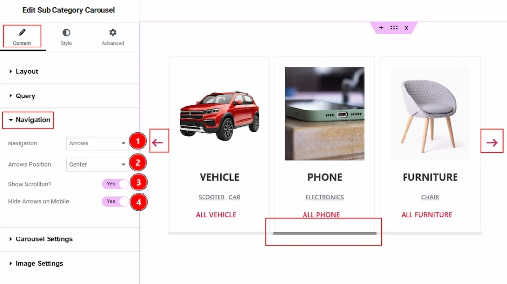 Content Tab Overview - Navigation Section