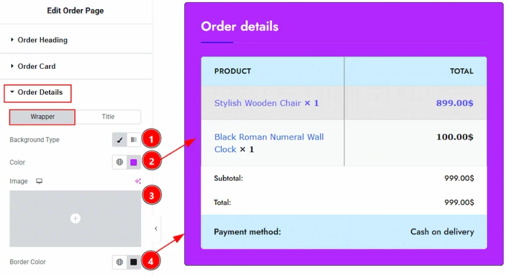 Order Details Section - wrapper