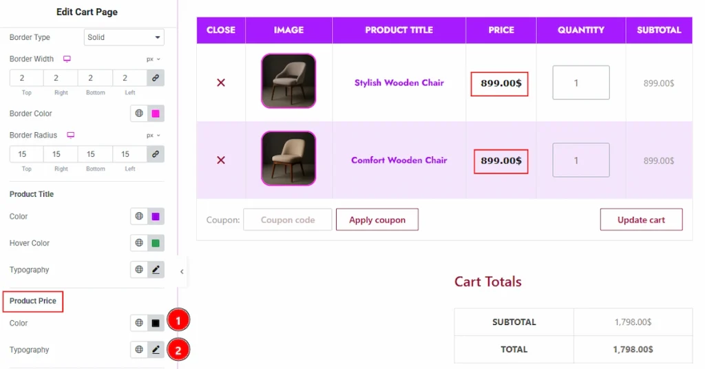 Cart Item Section - Product Price Sub-section