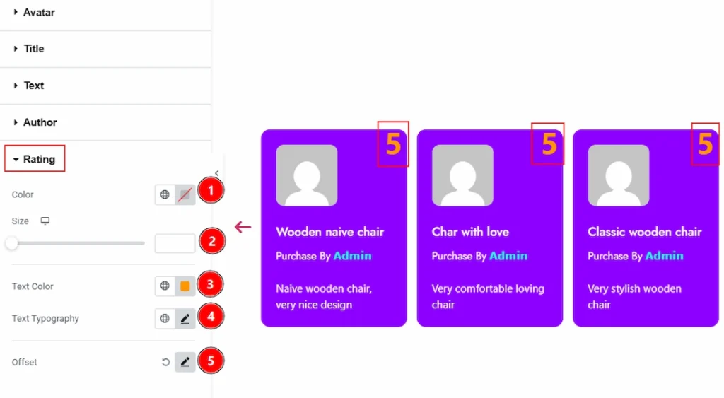 How to use the Product Review Carousel widget by Wow Elements Pro - Style Tab Overview - Rating Section