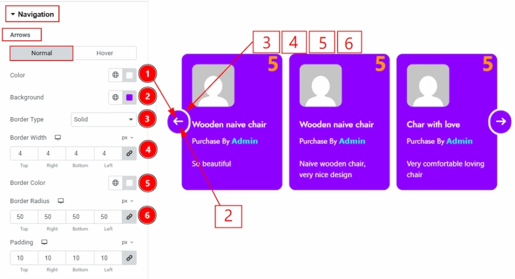 How to use the Product Review Carousel widget by Wow Elements Pro - Style Tab Overview - Navigation Section 01