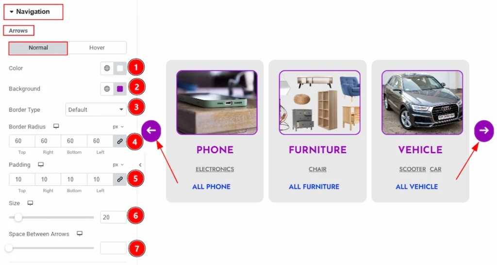 Style Tab Overview -Navigation Section - Arrows Subsection 01
