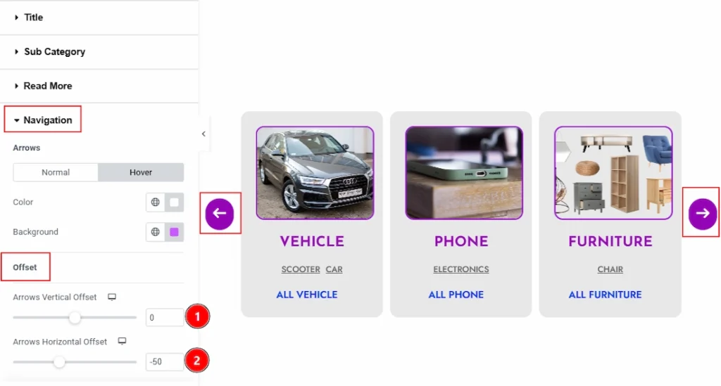Style Tab Overview -Navigation Section - Offset Subsection