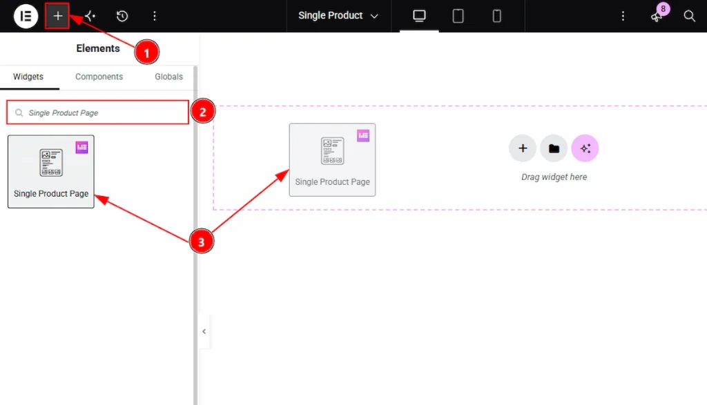 Inserting the Single Product Page widget