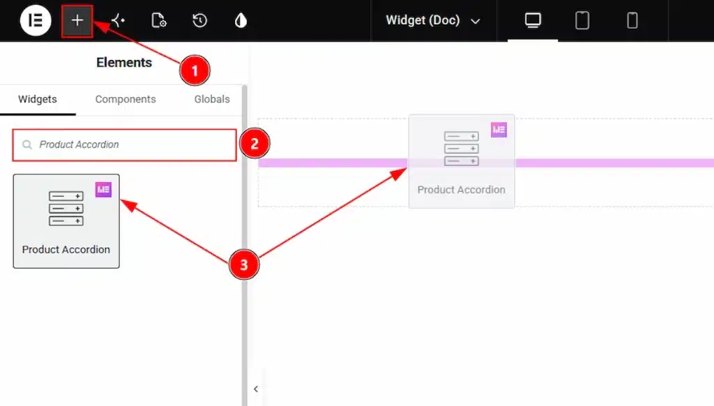 Inserting the Product Accordion widget