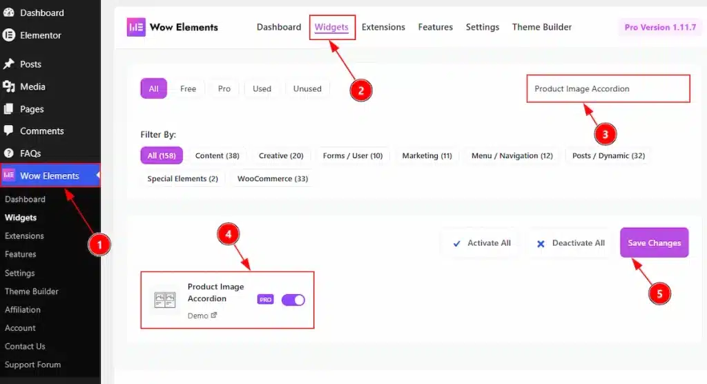 Enable the Product Image Accordion Widget