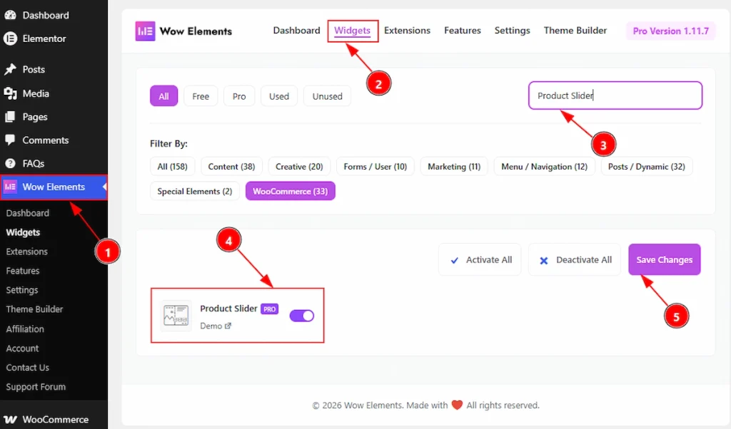 Enable the Product Slider Widget