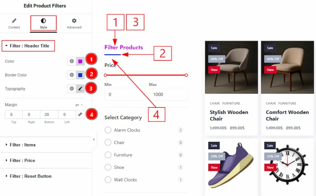 Filter: Header Title Section