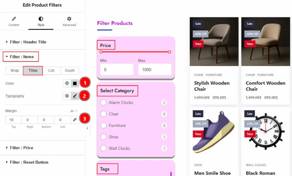 Filter: Items Section - Titles