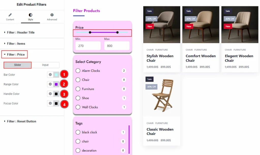 Filter : Price Section - Slider