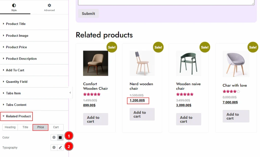 Related Products Section - Price