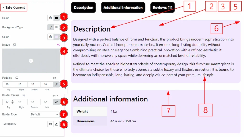 Tabs Content Section