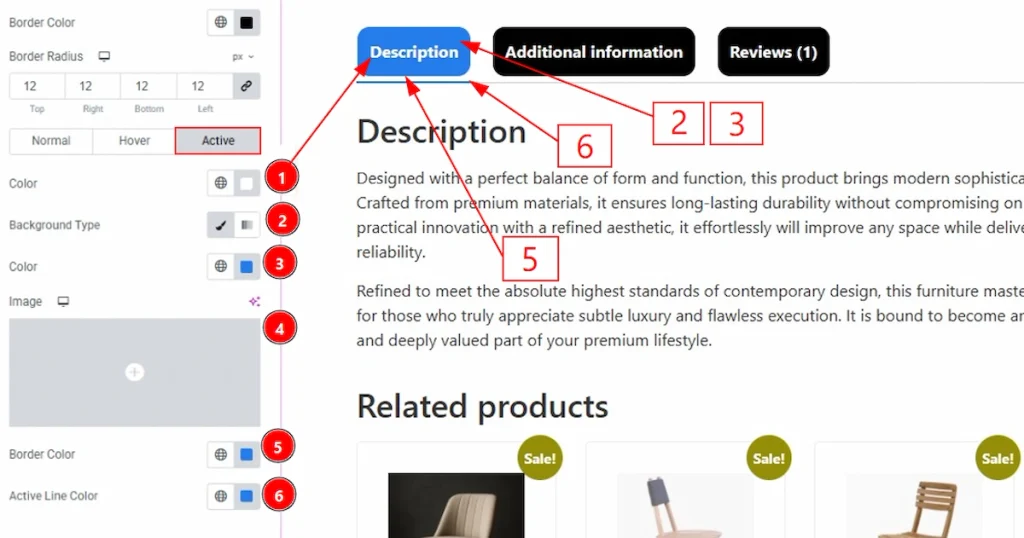 Tabs Item Section - Active