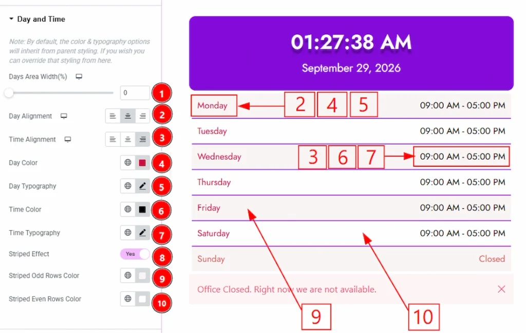 Day and Time Section